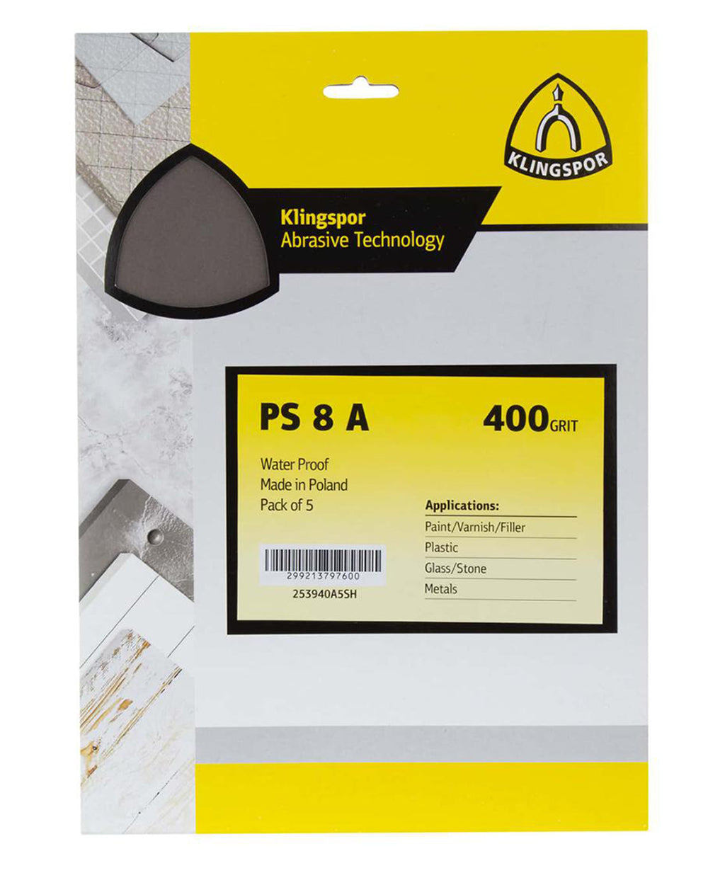 Klingspor Waterproof Sandpaper Sheet 400 Grit Pack of 5