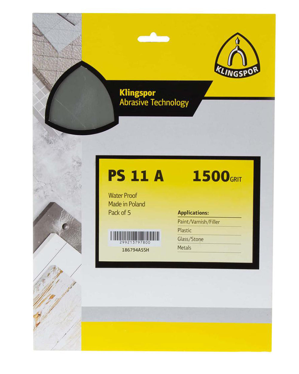 Klingspor Waterproof Sandpaper Sheet 2000 Grit Pack of 5