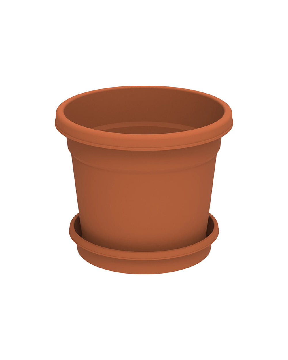 Cosmoplast Round Flower Pot with Tray 8 inch Terracotta