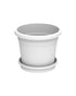 Cosmoplast Round Flower Pot with Tray 8 inch White