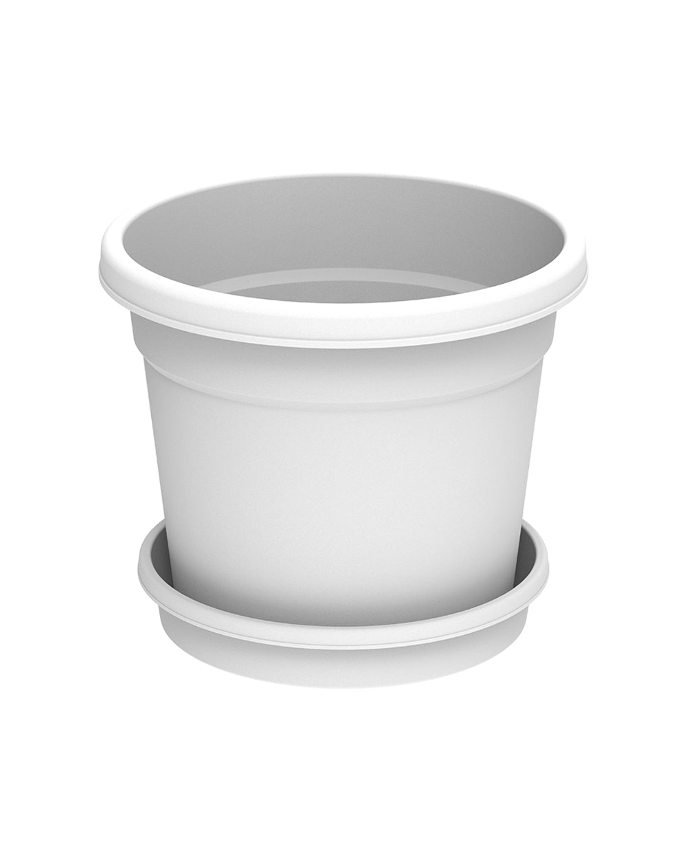 Cosmoplast Round Flower Pot with Tray 12 inch White