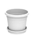 Cosmoplast Round Flower Pot with Tray 12 inch White