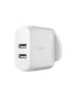 Belkin Wall Charger Dual USB-A + 1 Meter PVC A-LTG 24W White