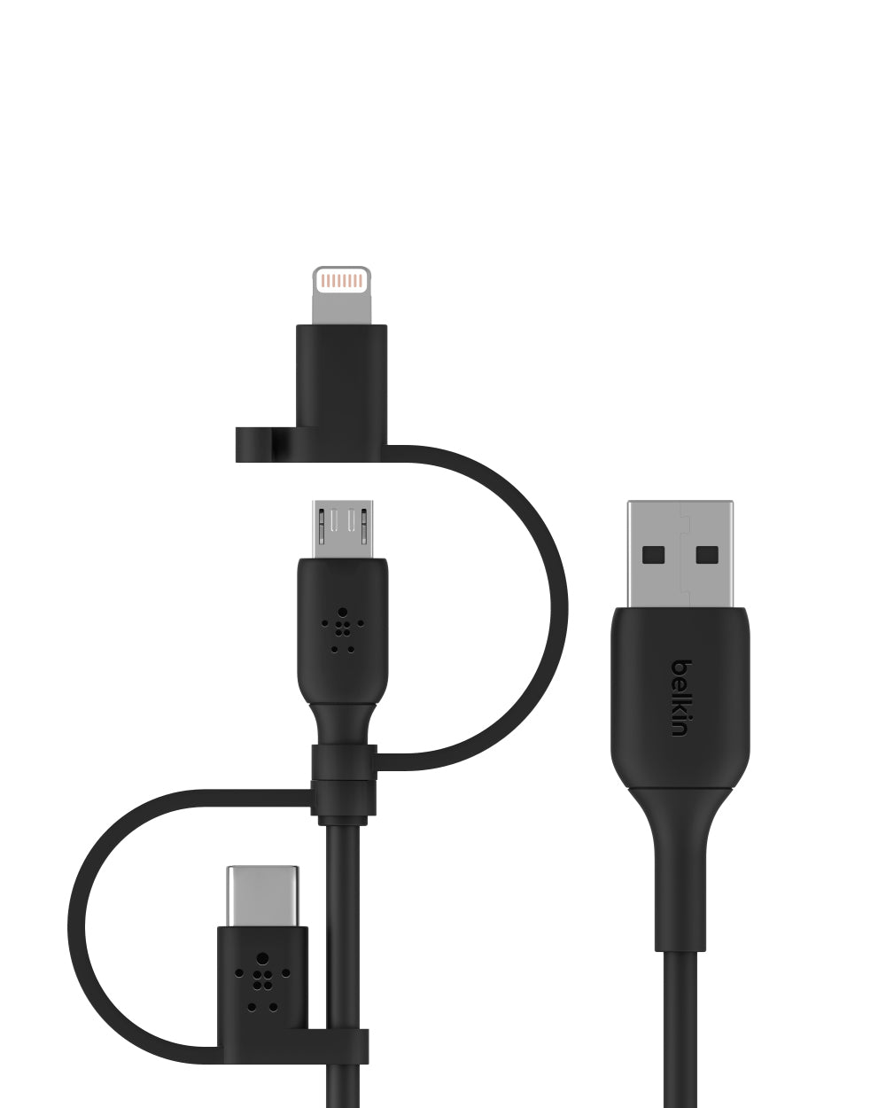 Belkin 1.2 Meter Universal Cable 3 in 1 Lightning, Micro and Type C Black