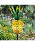 Exhart Solar Metal and Glass Pineapple Garden Stakes Yellow
