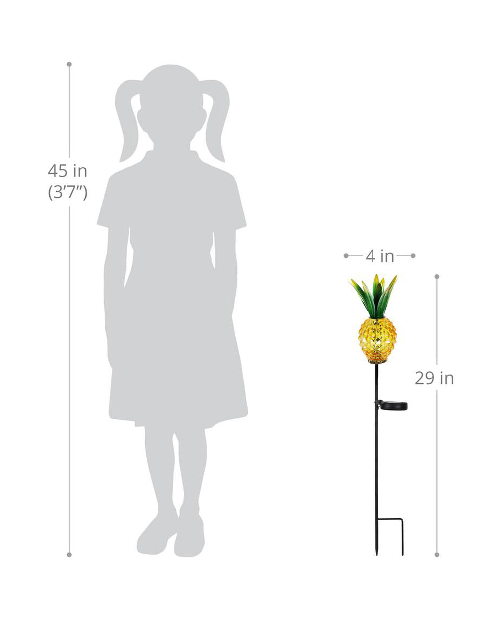 Exhart Solar Metal and Glass Pineapple Garden Stakes Yellow