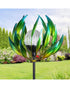 Exhart Solar Kinetic Spinning Petals with Crackle Ball Garden Stake Green