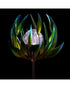 Exhart Solar Kinetic Spinning Petals with Crackle Ball Garden Stake Green