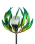 Exhart Solar Kinetic Spinning Petals with Crackle Ball Garden Stake Green