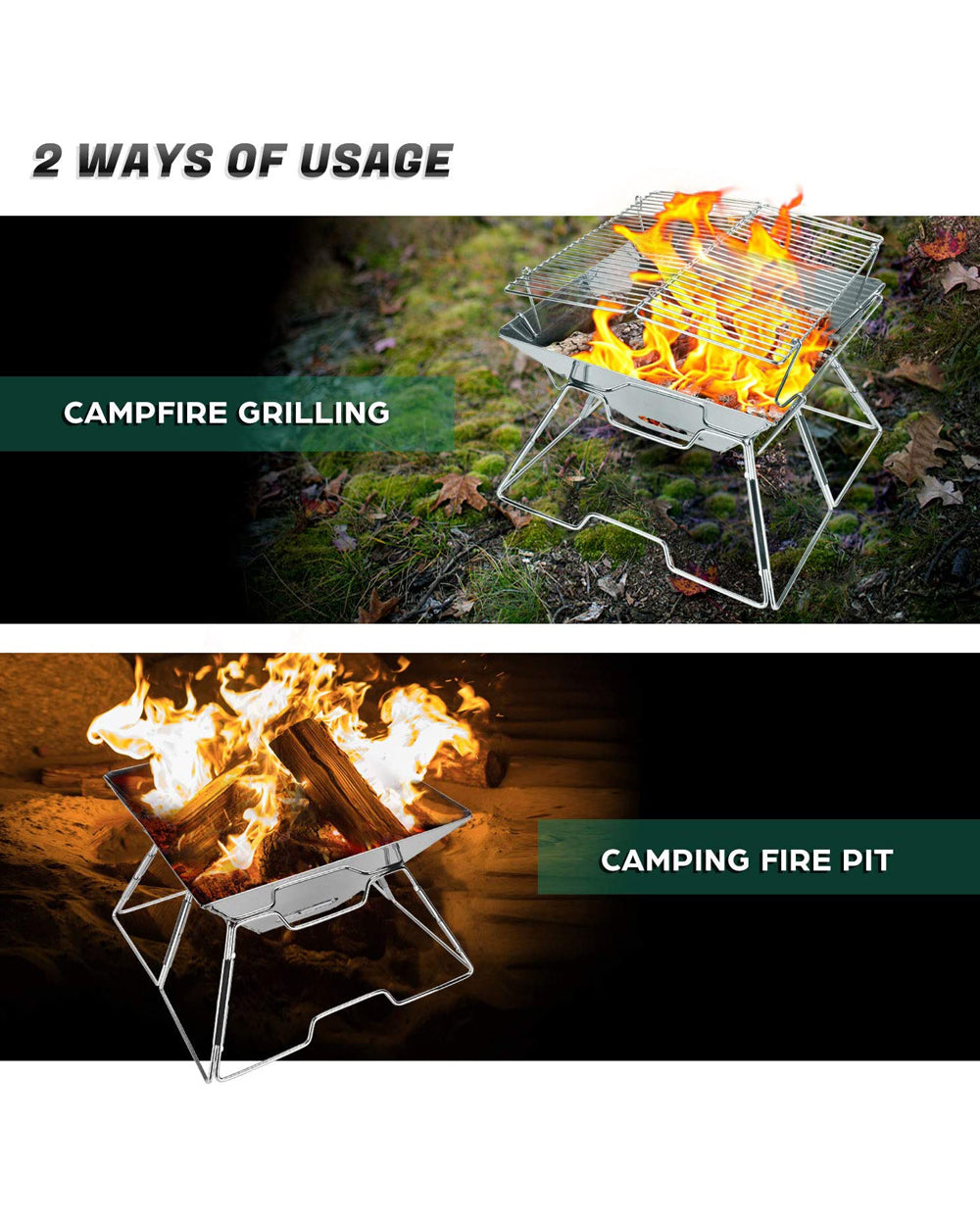Flame On 2 in 1 Charcoal Grill & Fire Pit