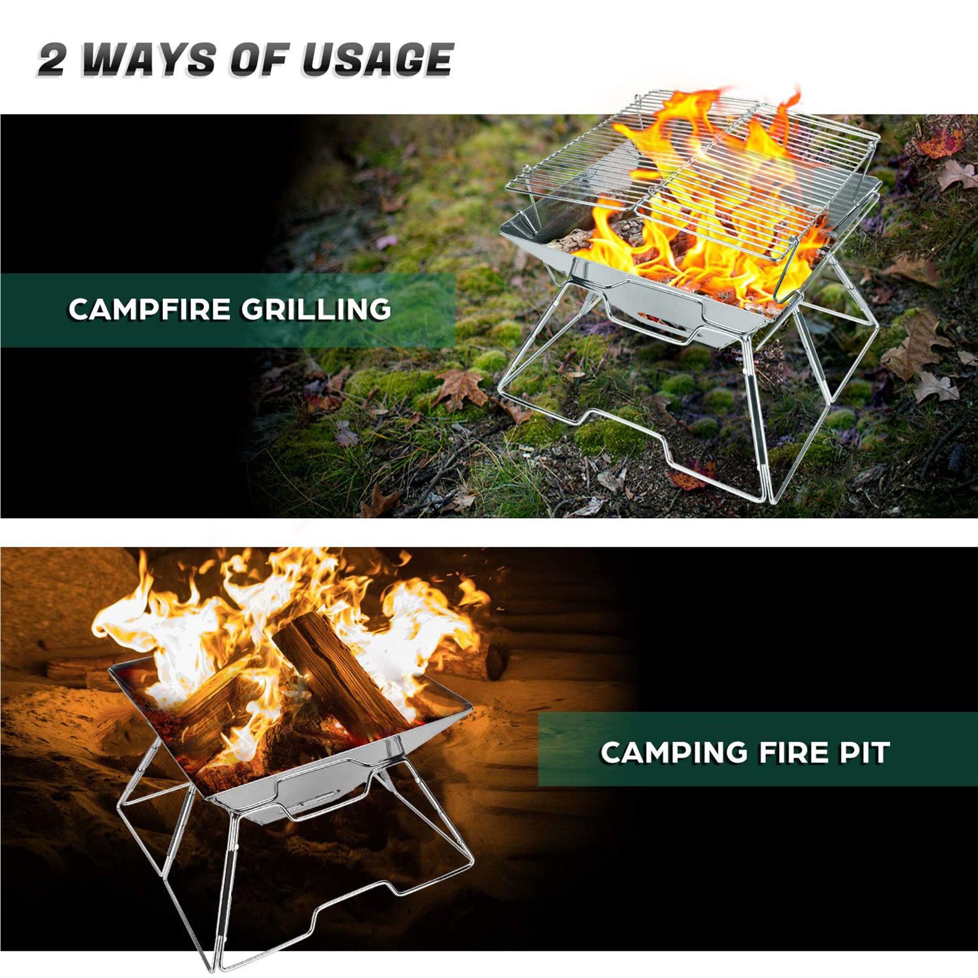 Flame On 2 in 1 Charcoal Grill & Fire Pit