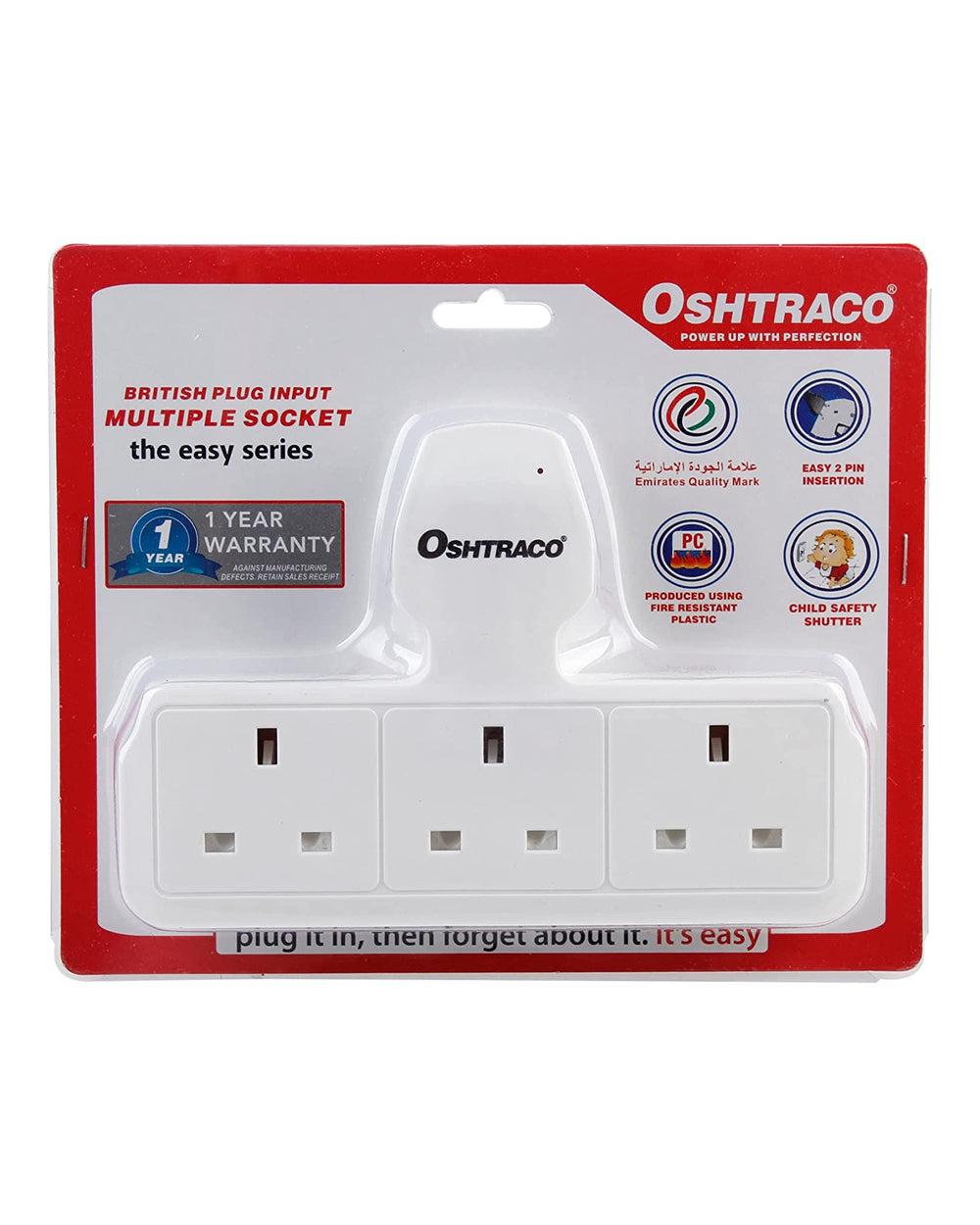 Oshtraco 3 Way UK Multiple Socket