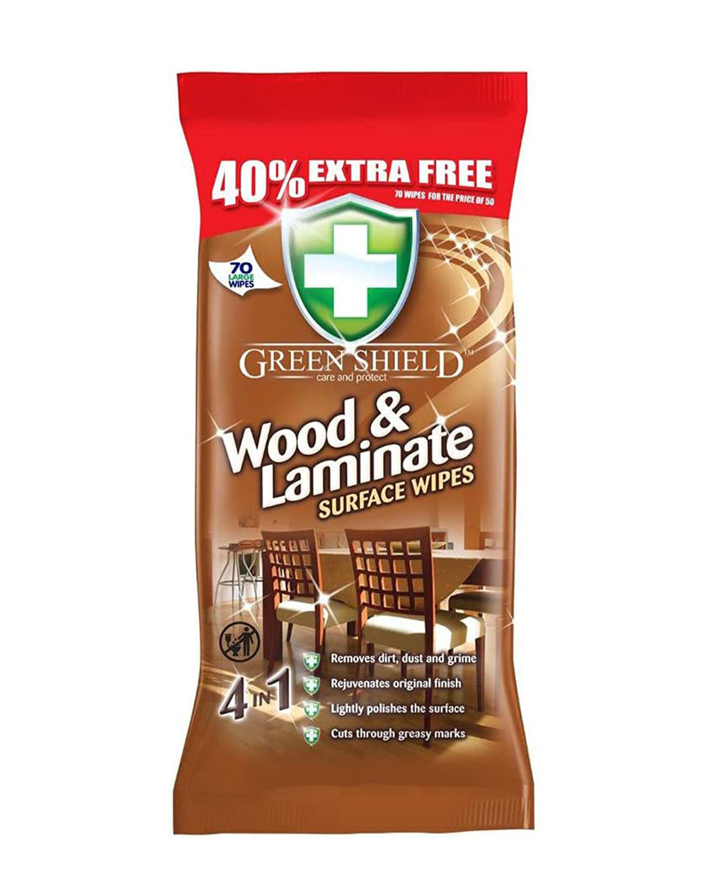 Green Shield Wood & Laminate Wipes 70 Sheets