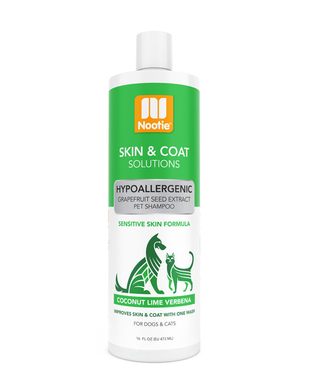Nootie 16 Ounce Coconut Lime Verbena Hypoallergenic Pet Shampoo with Grapefruit Seed Extract