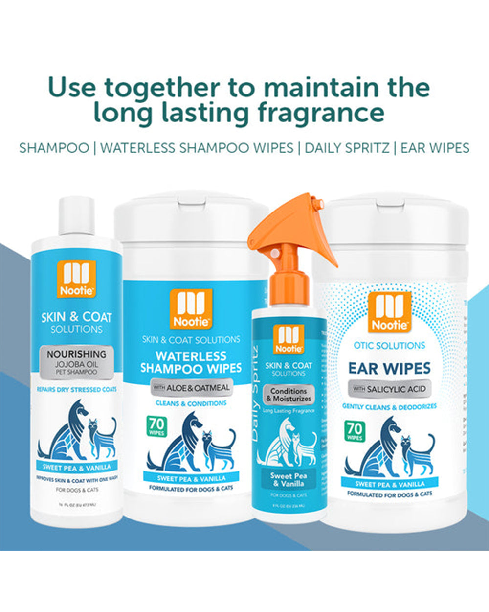 Nootie 70 Count Waterless Shampoo Wipes Sweet Pean & Vanilla