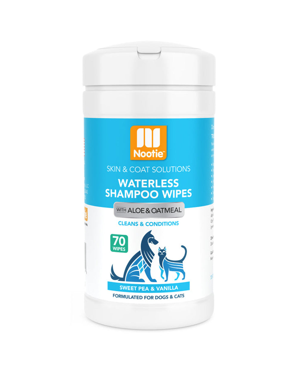 Nootie 70 Count Waterless Shampoo Wipes Sweet Pean & Vanilla