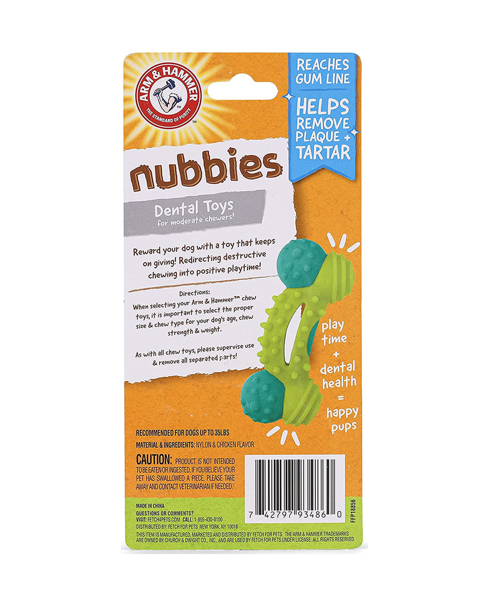 Arm & Hammer for Pets Nubbies Duality Bone Dental Dog Toy with Baking Soda