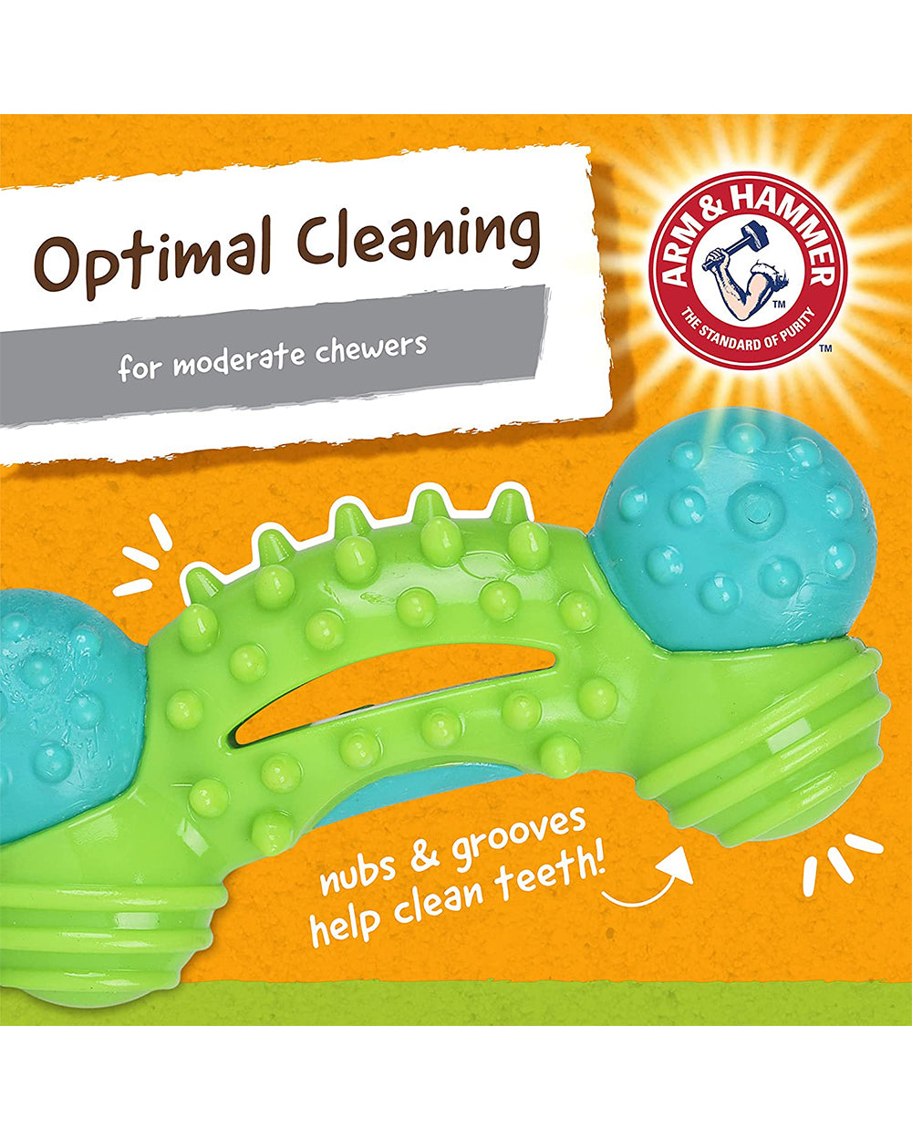 Arm & Hammer for Pets Nubbies Duality Bone Dental Dog Toy with Baking Soda