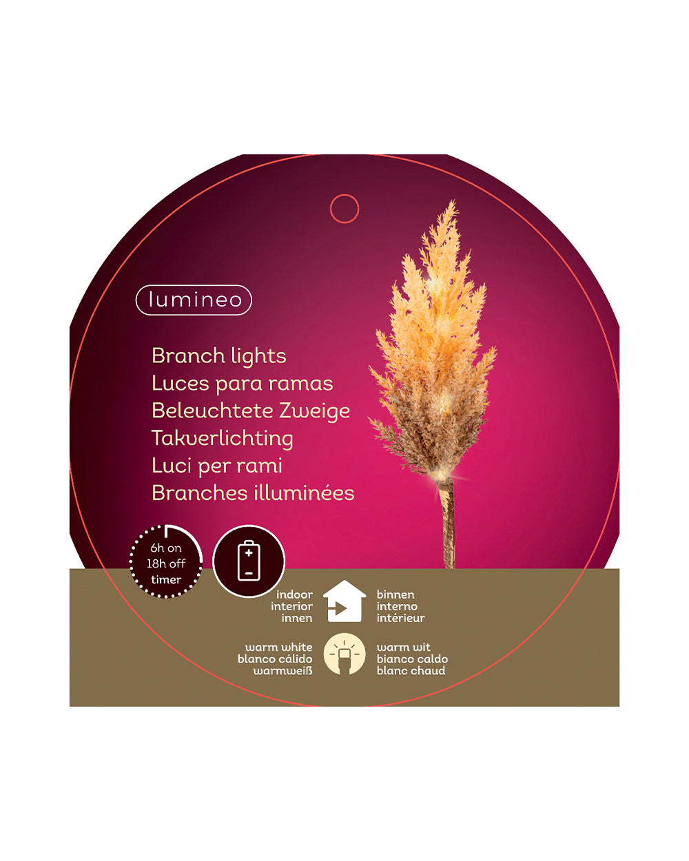 Homesmiths Micro LED Pampas Plastic Steady Indoor