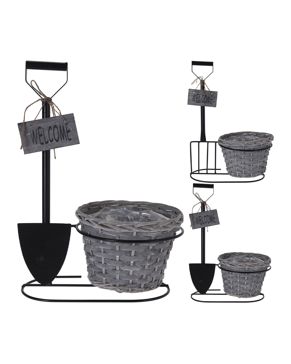 Homesmiths Flower Basket on Metal Stand Assorted 1 Piece