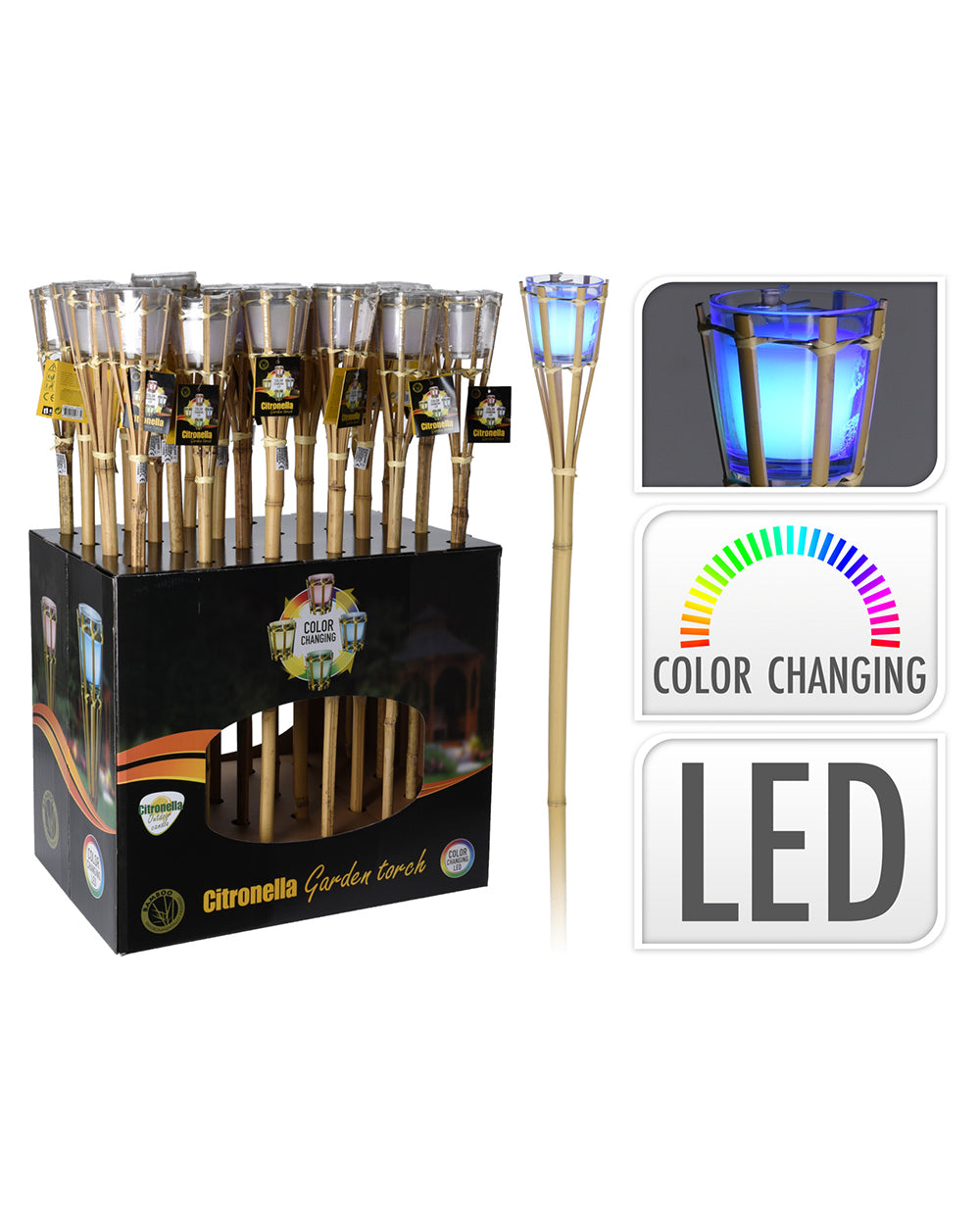 Homesmiths Garden Torch Bamboo With Led