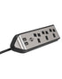 Brennenstuhl 3 Way Corner Extension Socket with 2 Way USB A Socket 2 Meter Cable Black