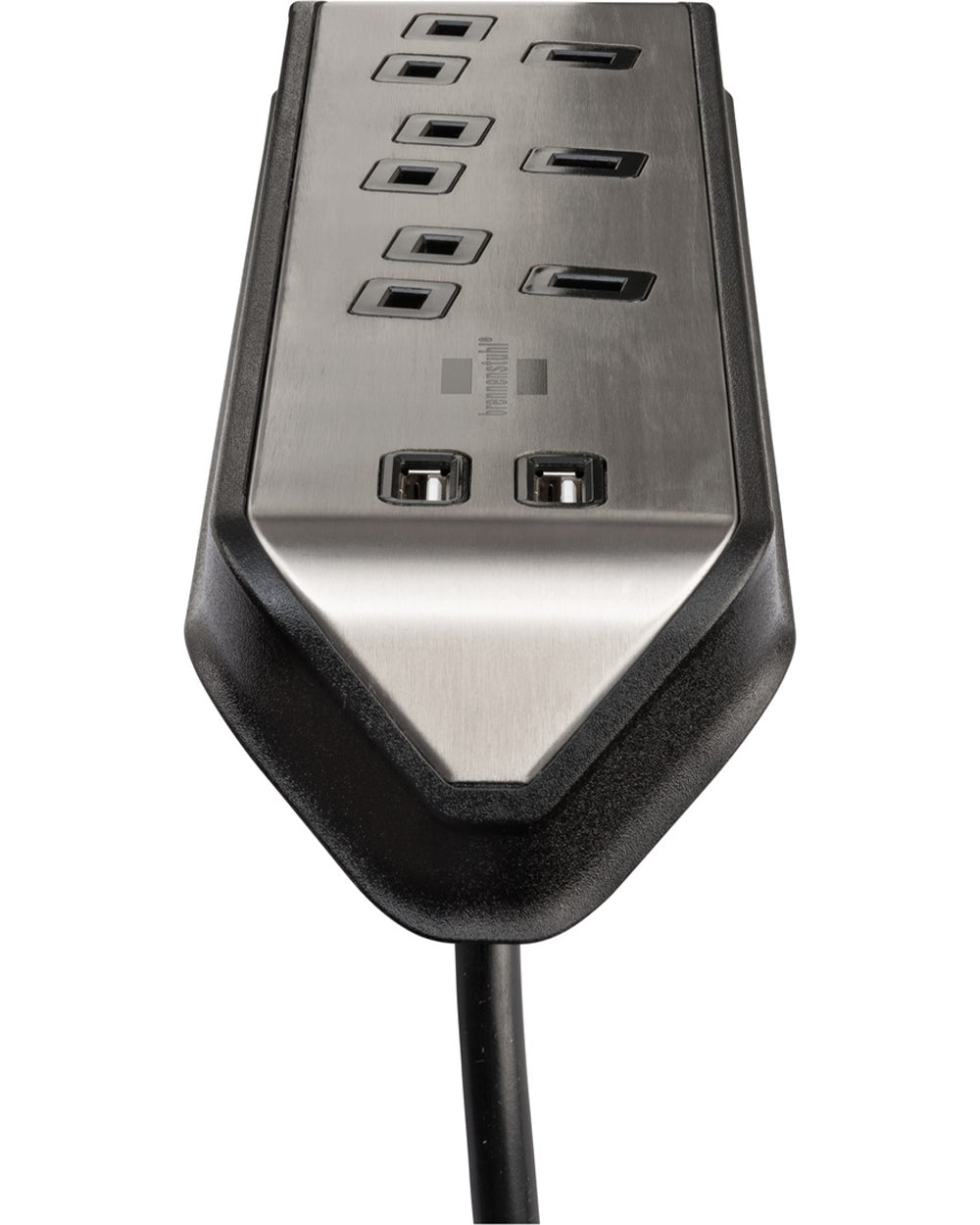 Brennenstuhl 3 Way Corner Extension Socket with 2 Way USB A Socket 2 Meter Cable Black
