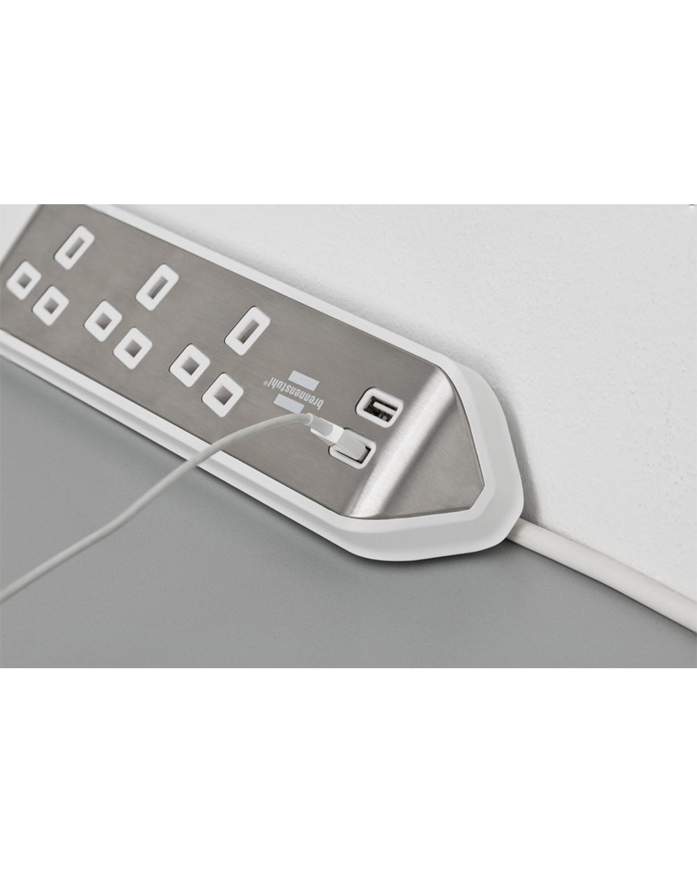 Brennenstuhl 3 Way Corner Extension Socket with 2 Way USB A Socket 2 Meter Cable White
