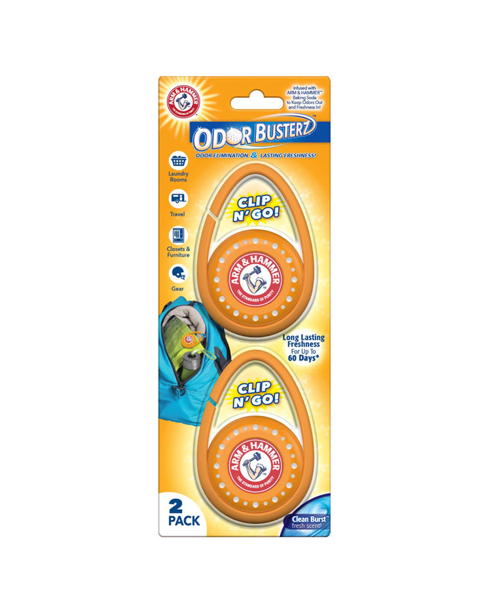 Arm & Hammer Odor Busterz Clip n Go 2 Clip n Go Deodorizers