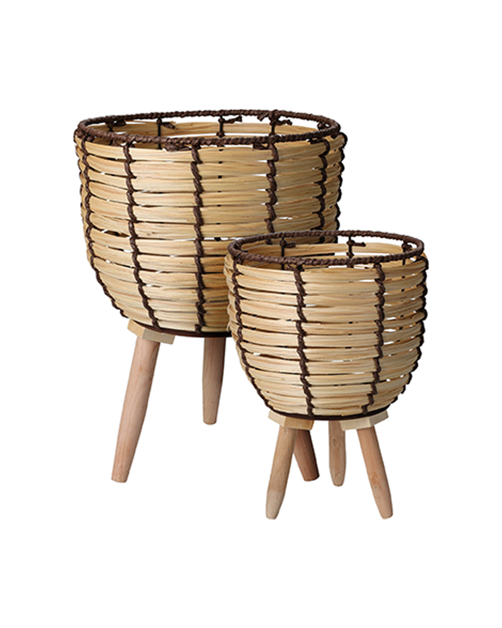 Koopman Basket On Legs Wood Set Of 2