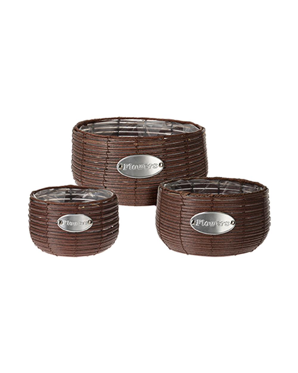 Koopman Flowerpot Brown Set Of 3