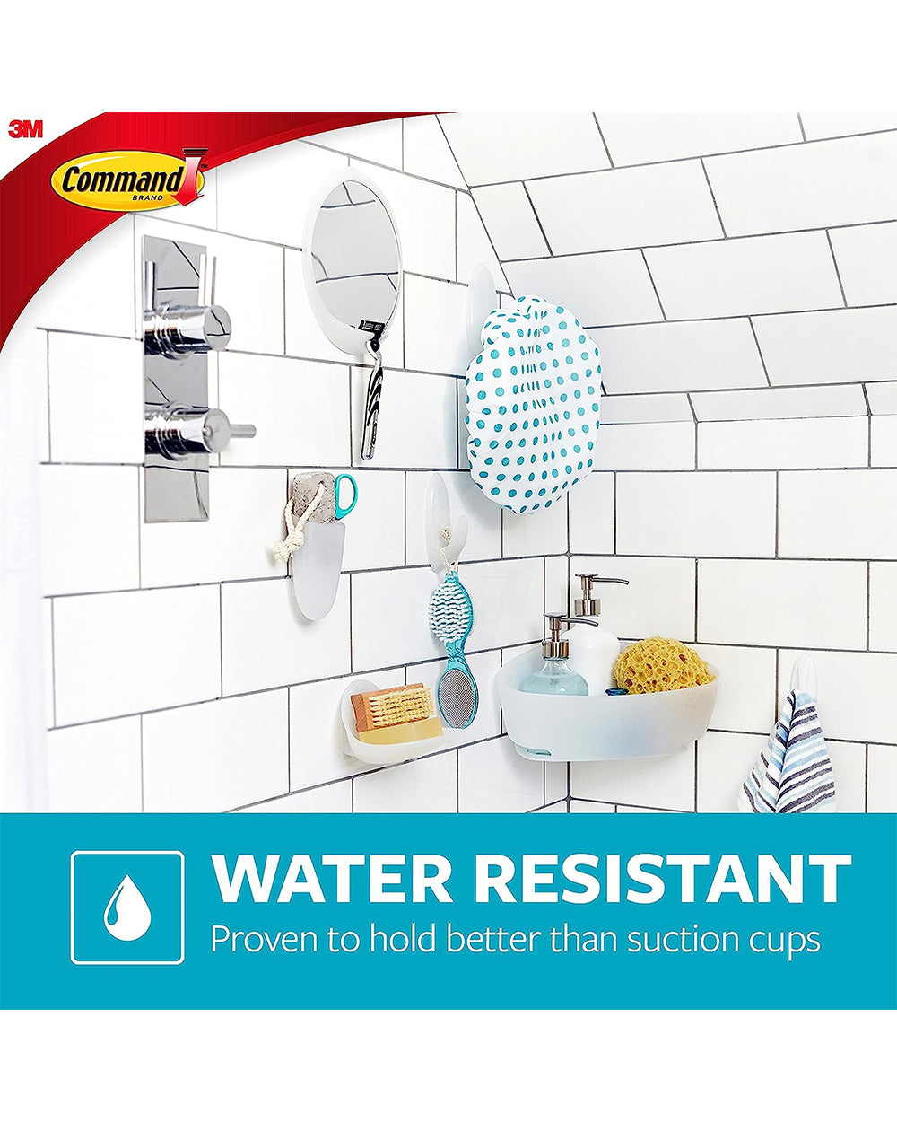 Command Designer Hook With Bath Strips Medium 2 Hooks+ 4 Strips