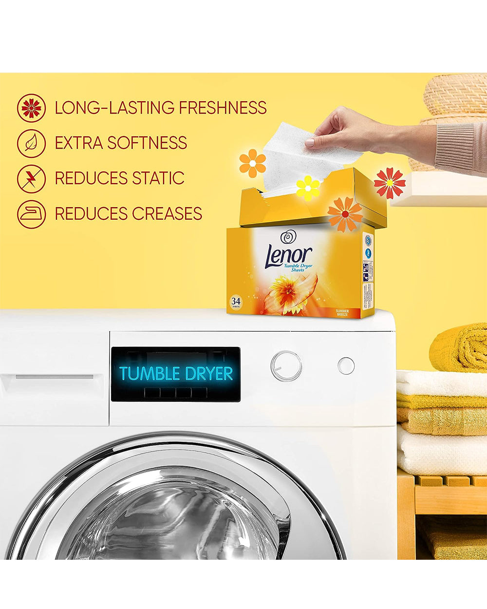 Lenor 34 Dryer Sheets Summer Breeze