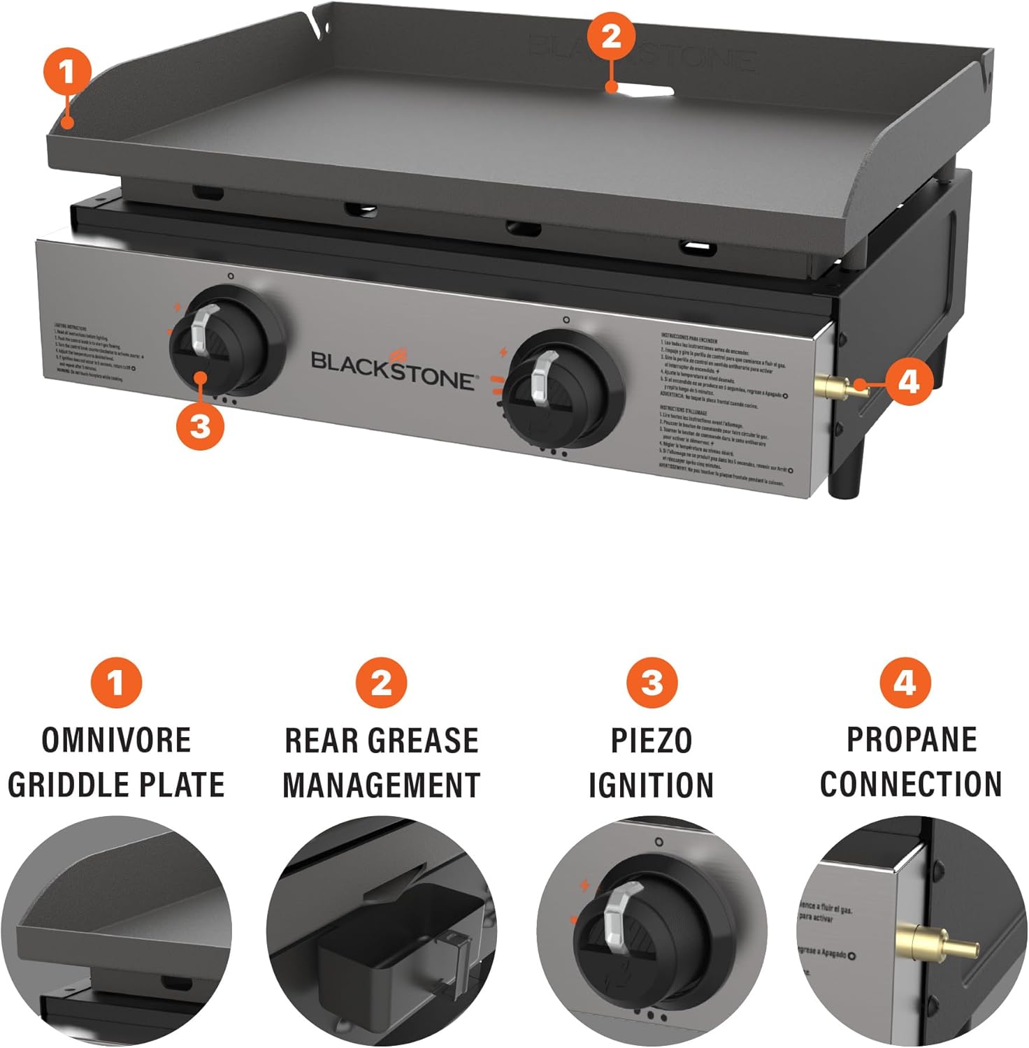 Blackstone 22-Inch Portable Tabletop Griddle – 2-Burner Outdoor Flat Top Gas Grill for Camping, Tailgating, RVs & Backyard Cooking