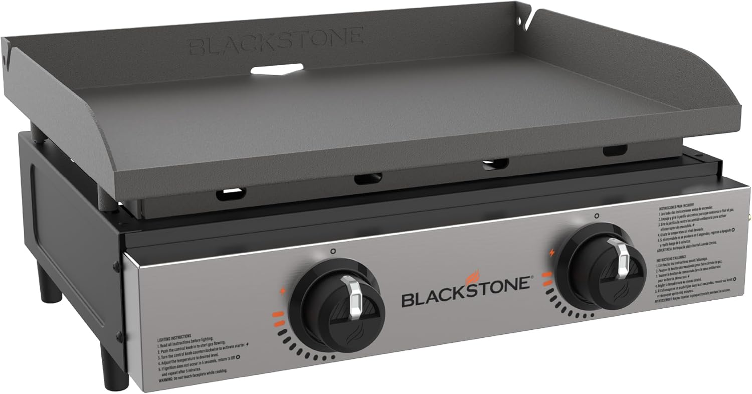 Blackstone 22-Inch Portable Tabletop Griddle – 2-Burner Outdoor Flat Top Gas Grill for Camping, Tailgating, RVs & Backyard Cooking