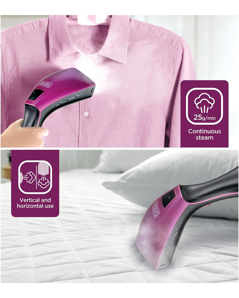 Black & Decker Portable Digital Handheld Garment Steamer 1600W