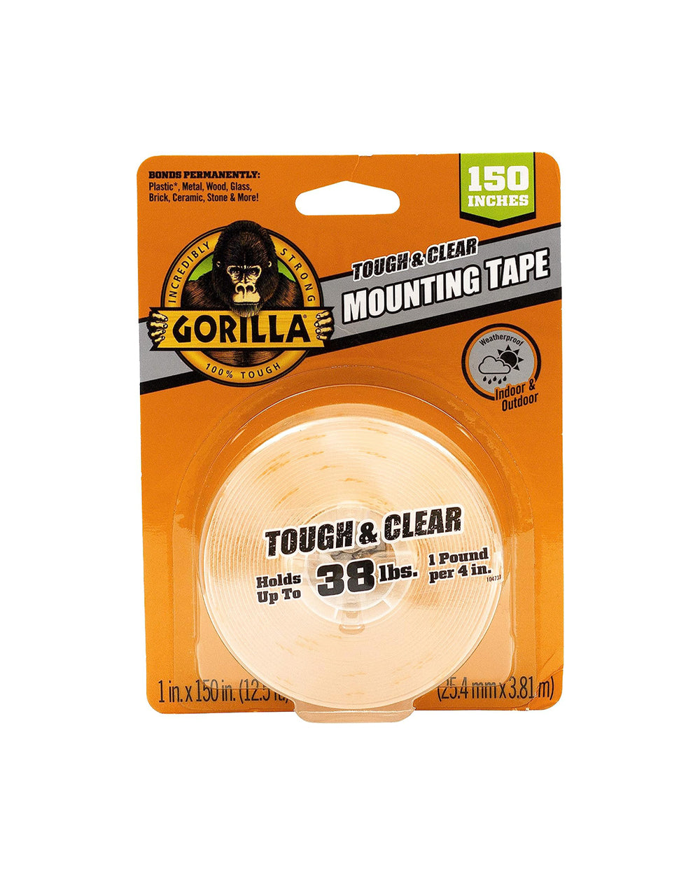 Gorilla Tough & Clear Double Sided Adhesive Mounting Tape, Extra Large 1 inch x 4.1 Yard