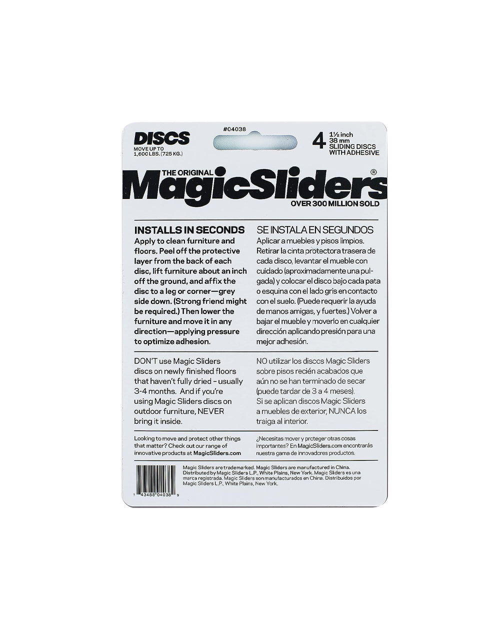 Magic Sliders 1.5 inch Round Sliding Discs with Adhesive Backing Pack of 4