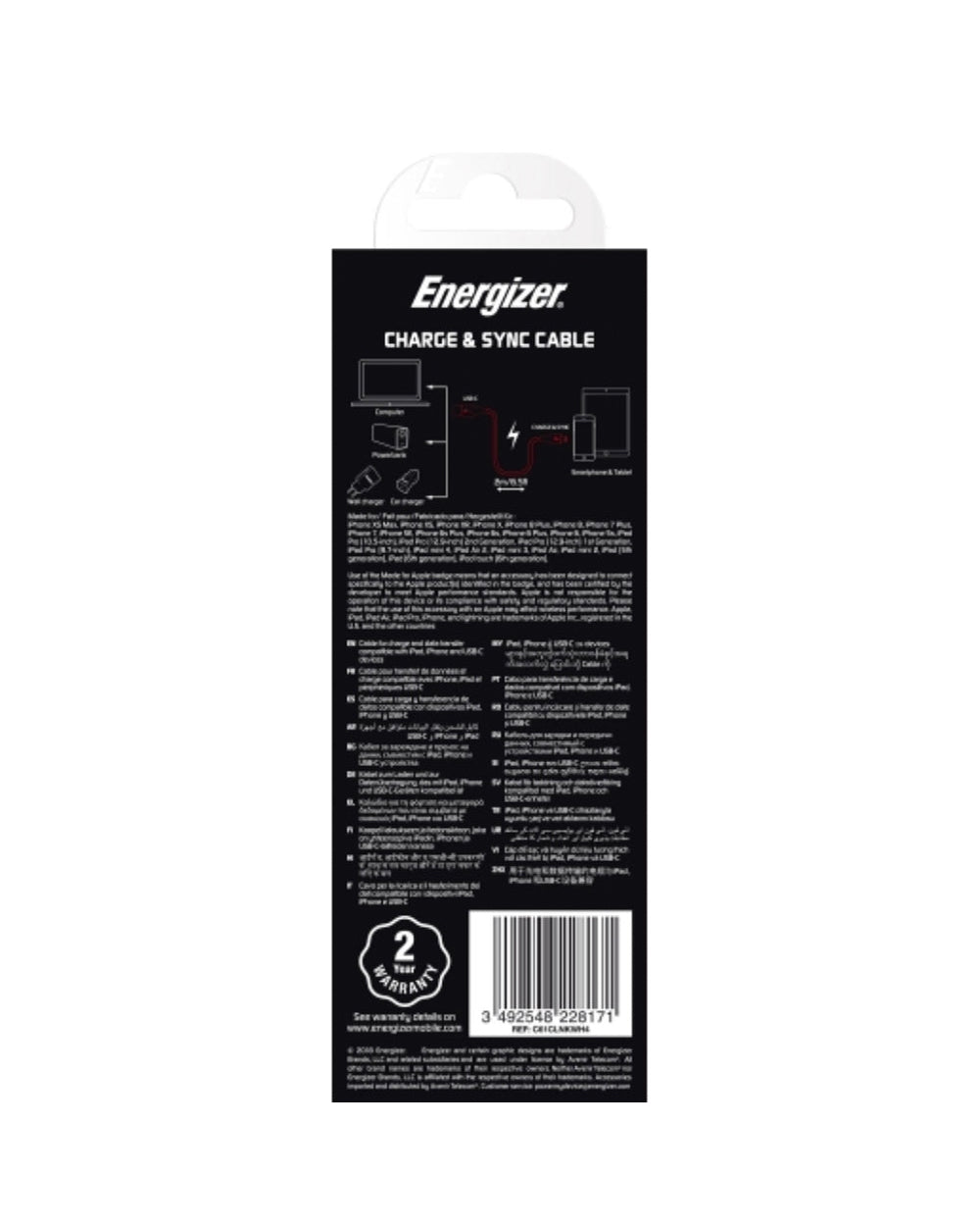 Energizer Cable USB-C to Lighting 2 Meter White
