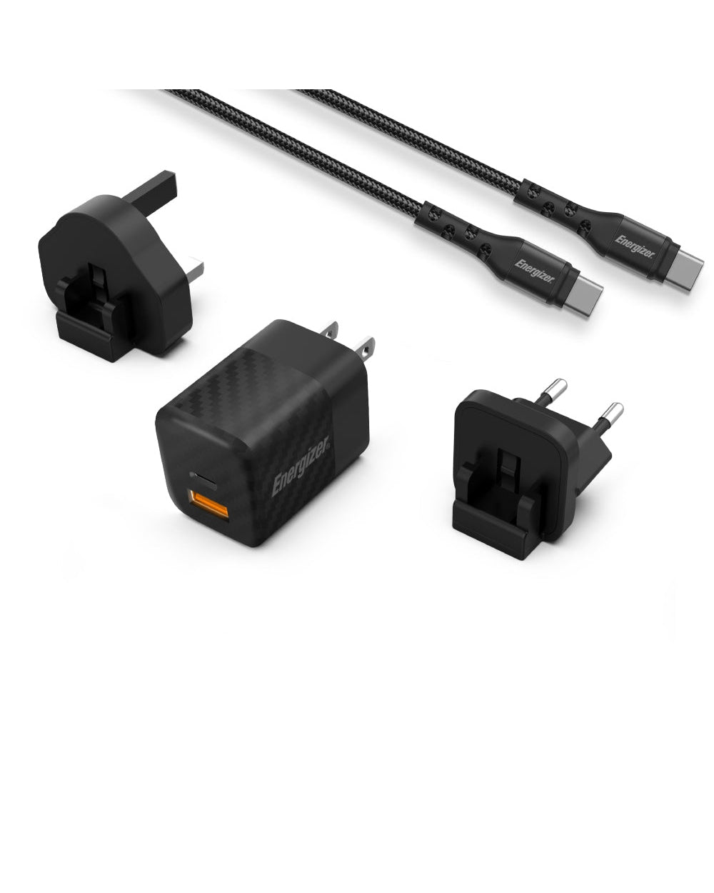Energizer Wall Charger PD QC3.0 Multi Plug 38W with USB-C Cable Black