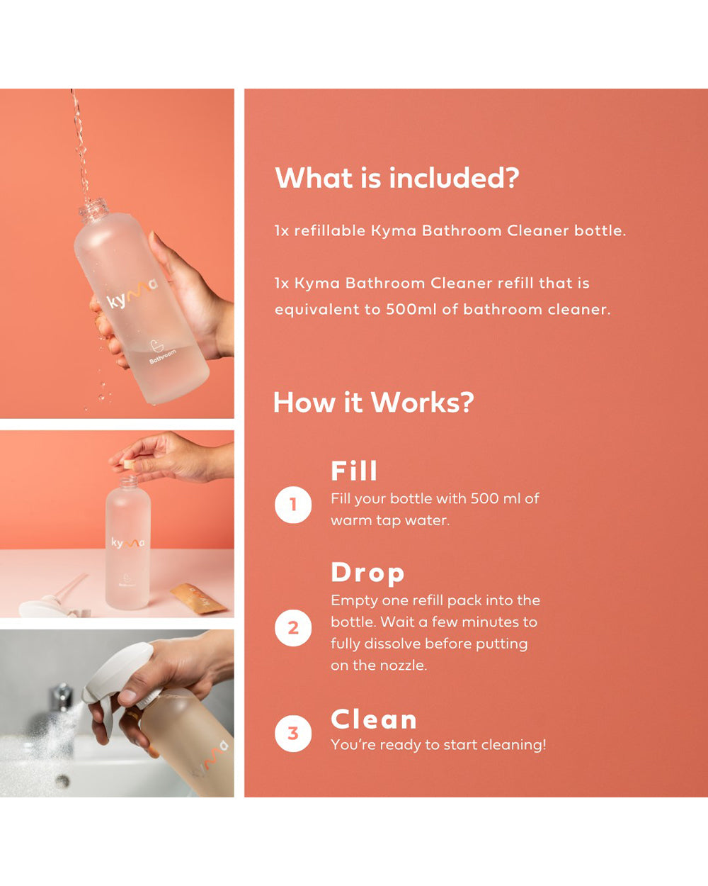 Kyma 500ML Bathroom Cleaner Single Bottle Box
