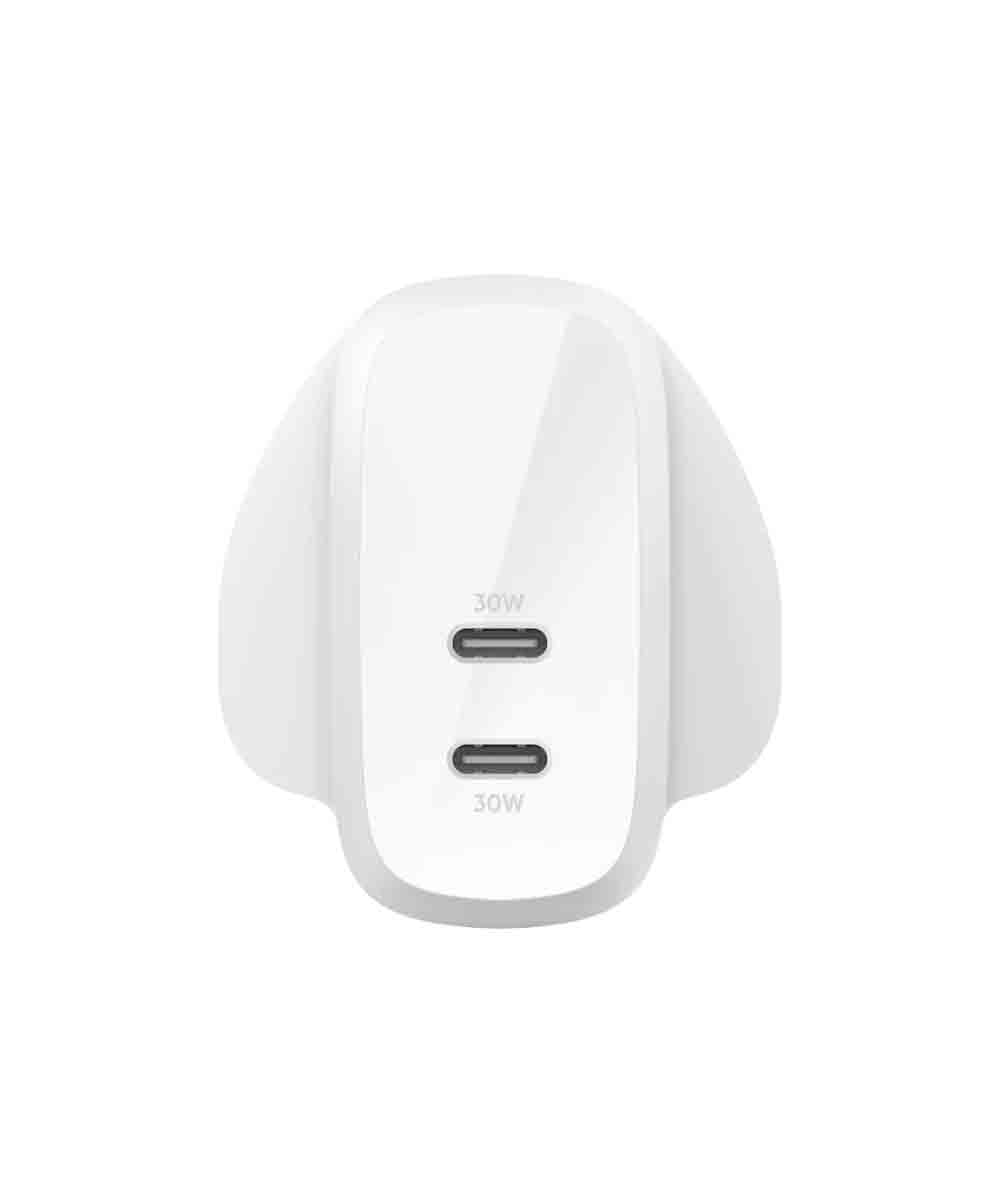 Belkin Wall Charger With PPS 2X USB-C 30W + 30W White