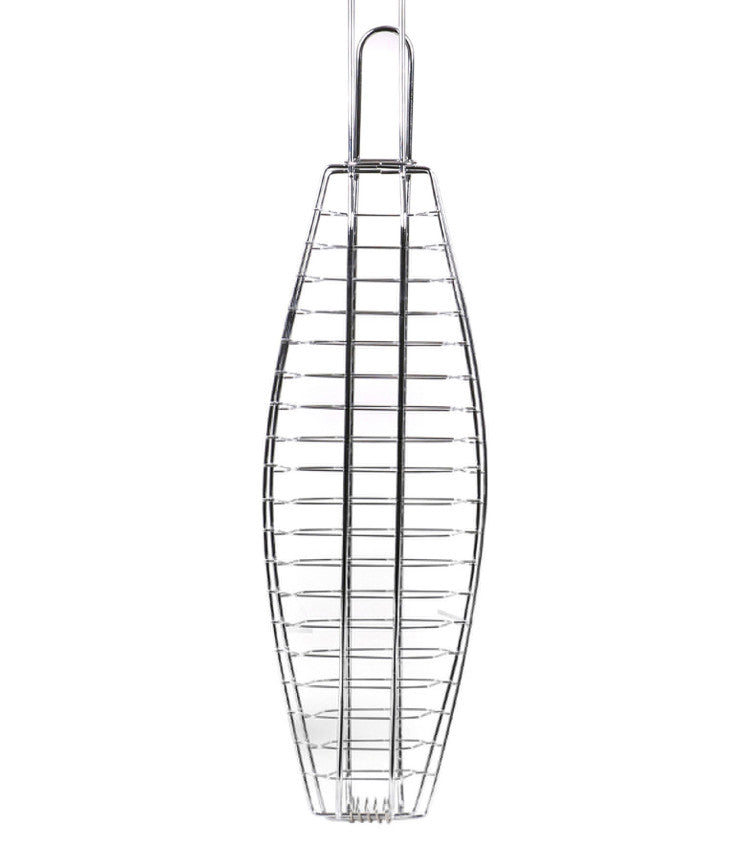 Elite Bbq Fish Grill Flat Wooden Handle