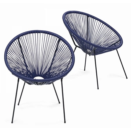 Summertime Cabana Chair In String Rattan Navy Blue 1 Piece