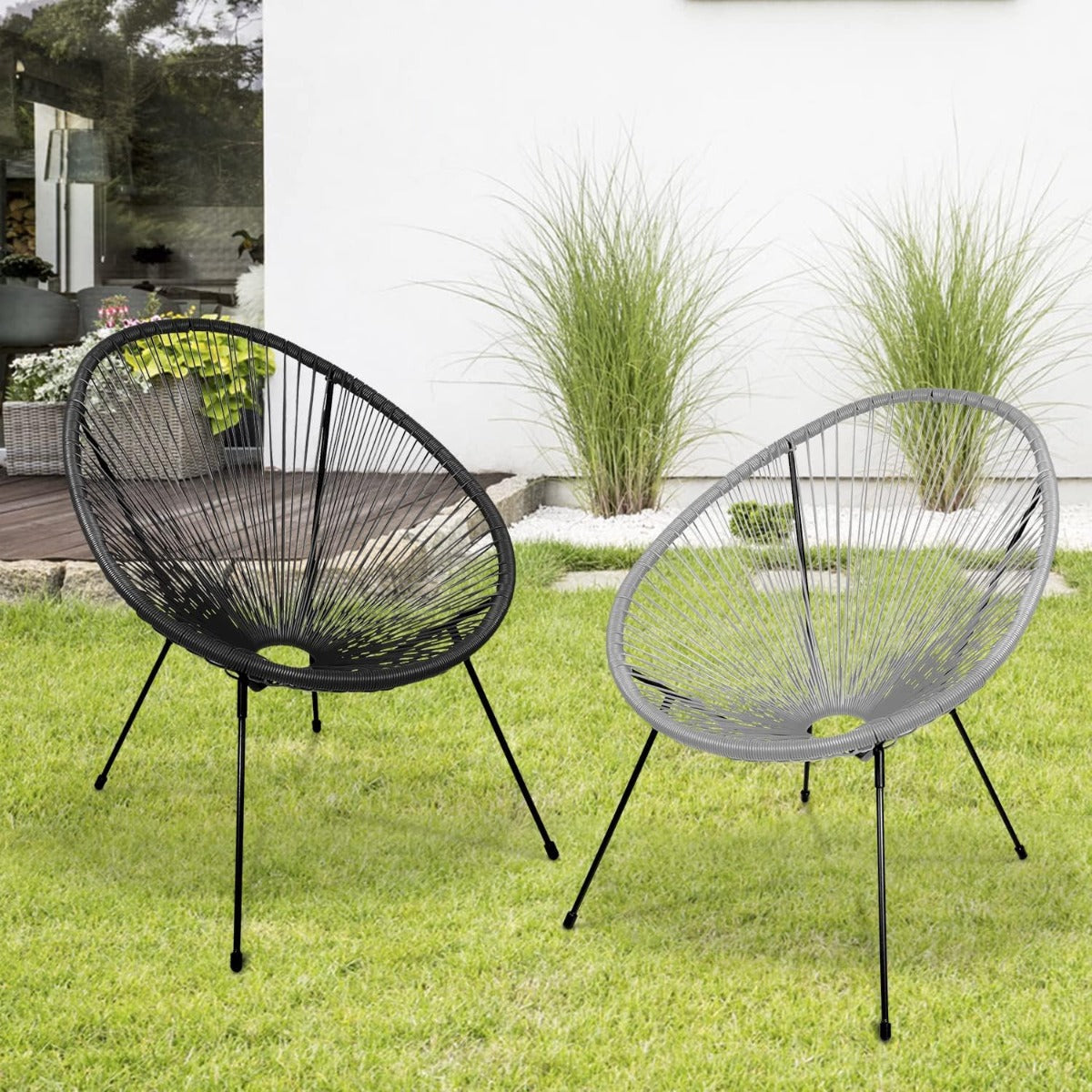 Summertime Cabana Chair In String Rattan Light Grey 1 Piece