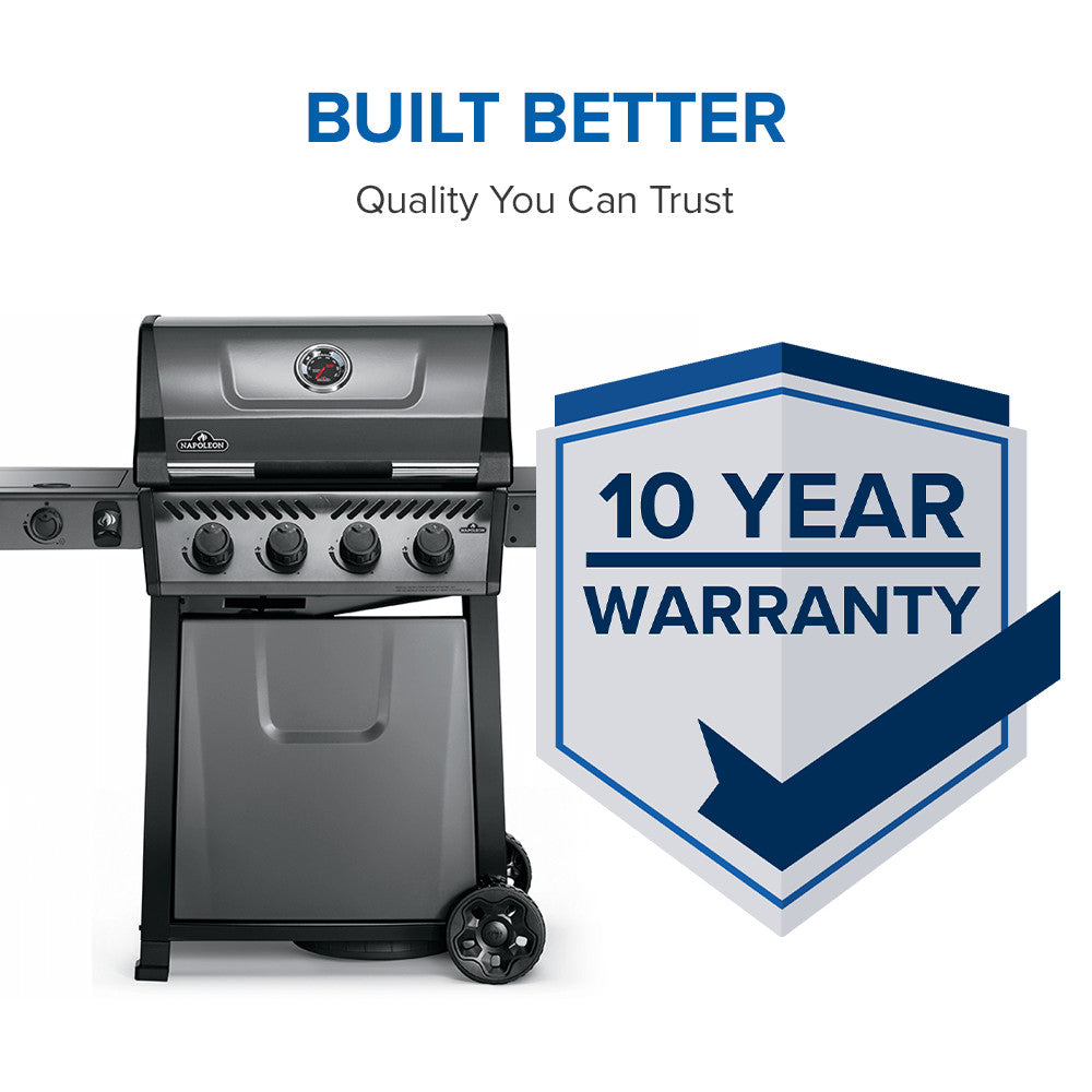 Napoleon Freestyle 425 Propane Gas Grill With Range Side Burner, Graphite