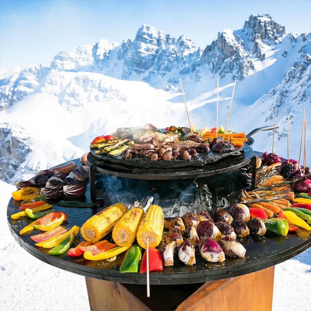 OFYR Classic Corten 100 Wood-Fired Outdoor Grill & Fire Pit – Premium Steel BBQ Plancha Cooking Station