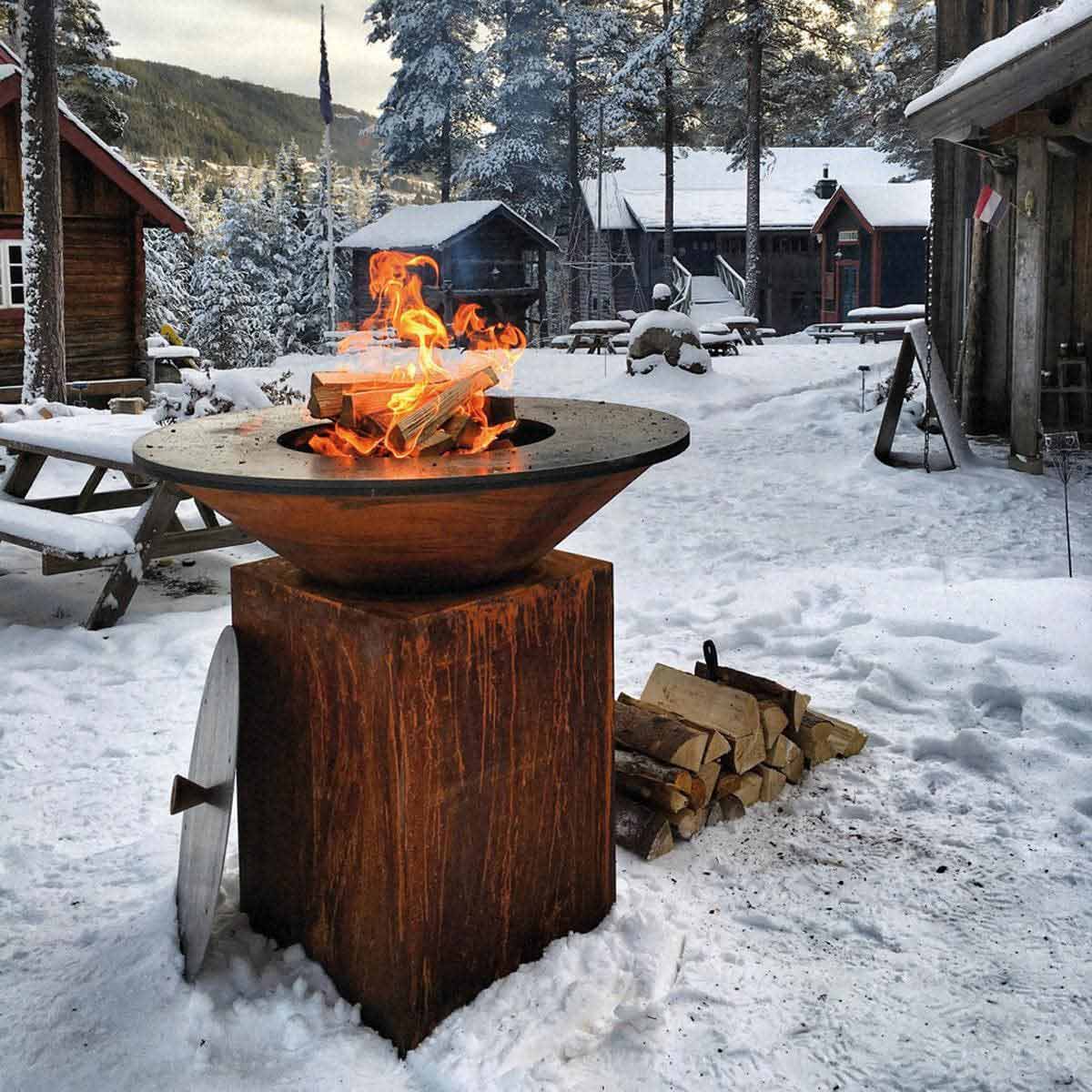OFYR Classic Corten 100 Wood-Fired Outdoor Grill & Fire Pit – Premium Steel BBQ Plancha Cooking Station