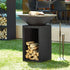 OFYR Classic Storage Black 85 Wood-Fired Outdoor Grill & Fire Pit – Compact Plancha BBQ with Built-In Log Storage