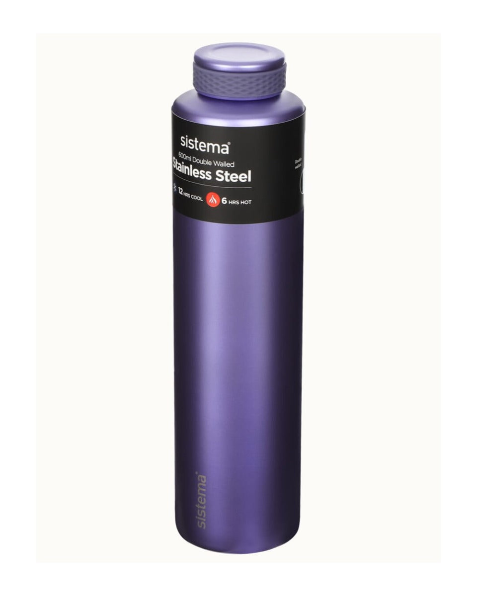 Sistema 600ML Chic Stainless Steel Bottle Purple